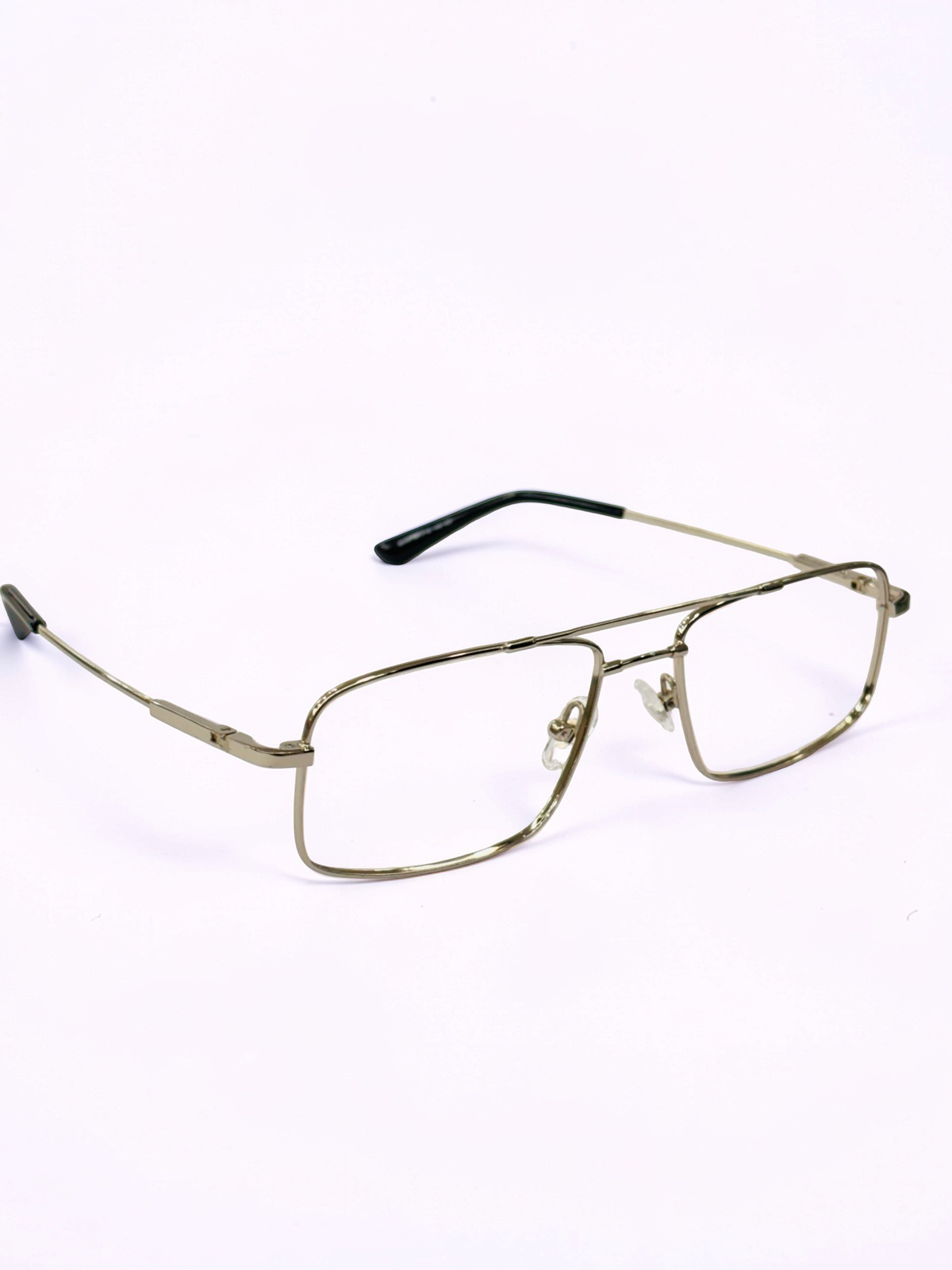 Silver Double-Bridge Rectangular Stainless Steel Frame – Unisex