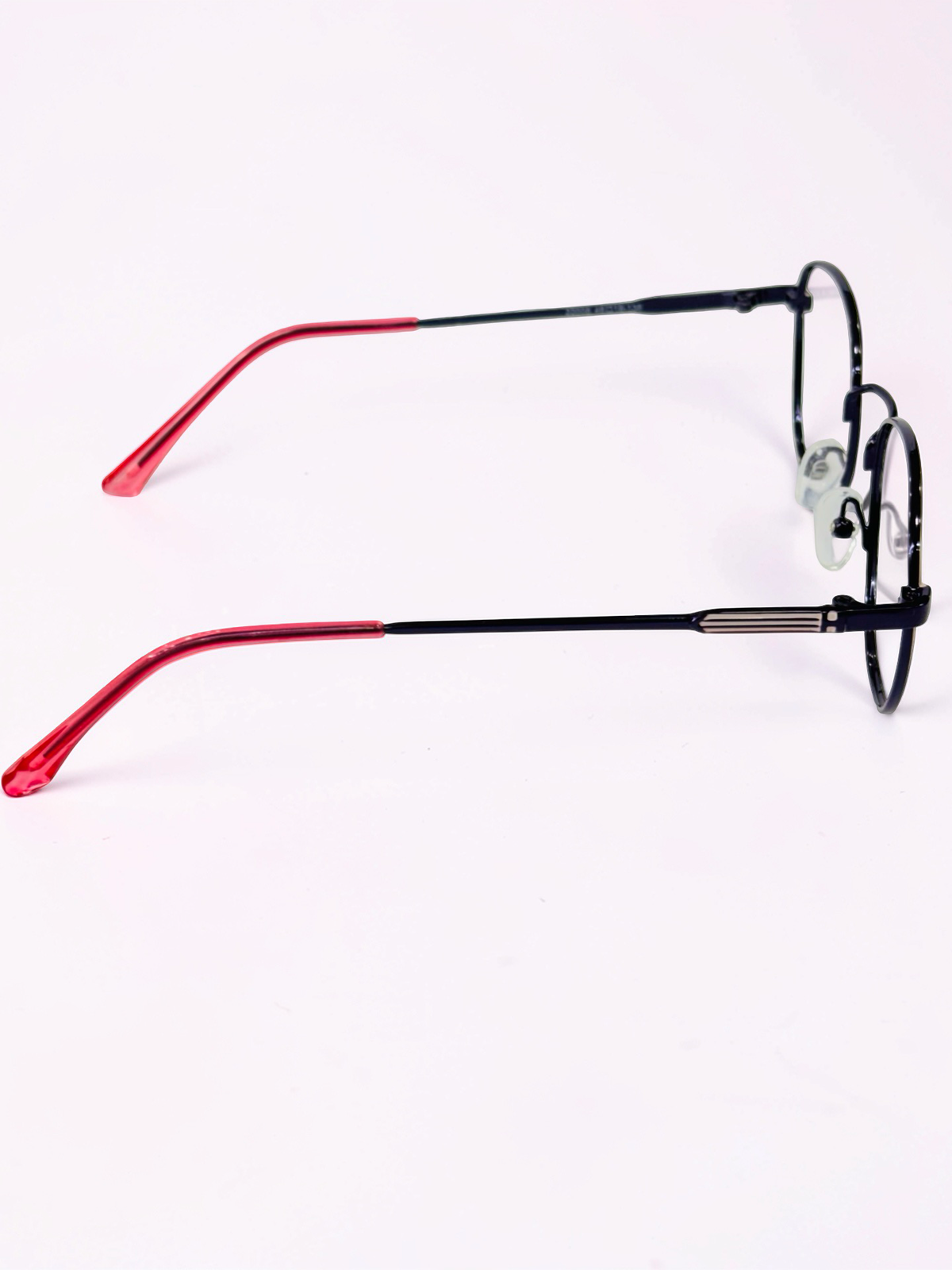 Unisex Black Rounded Optical Frame with Red Tips