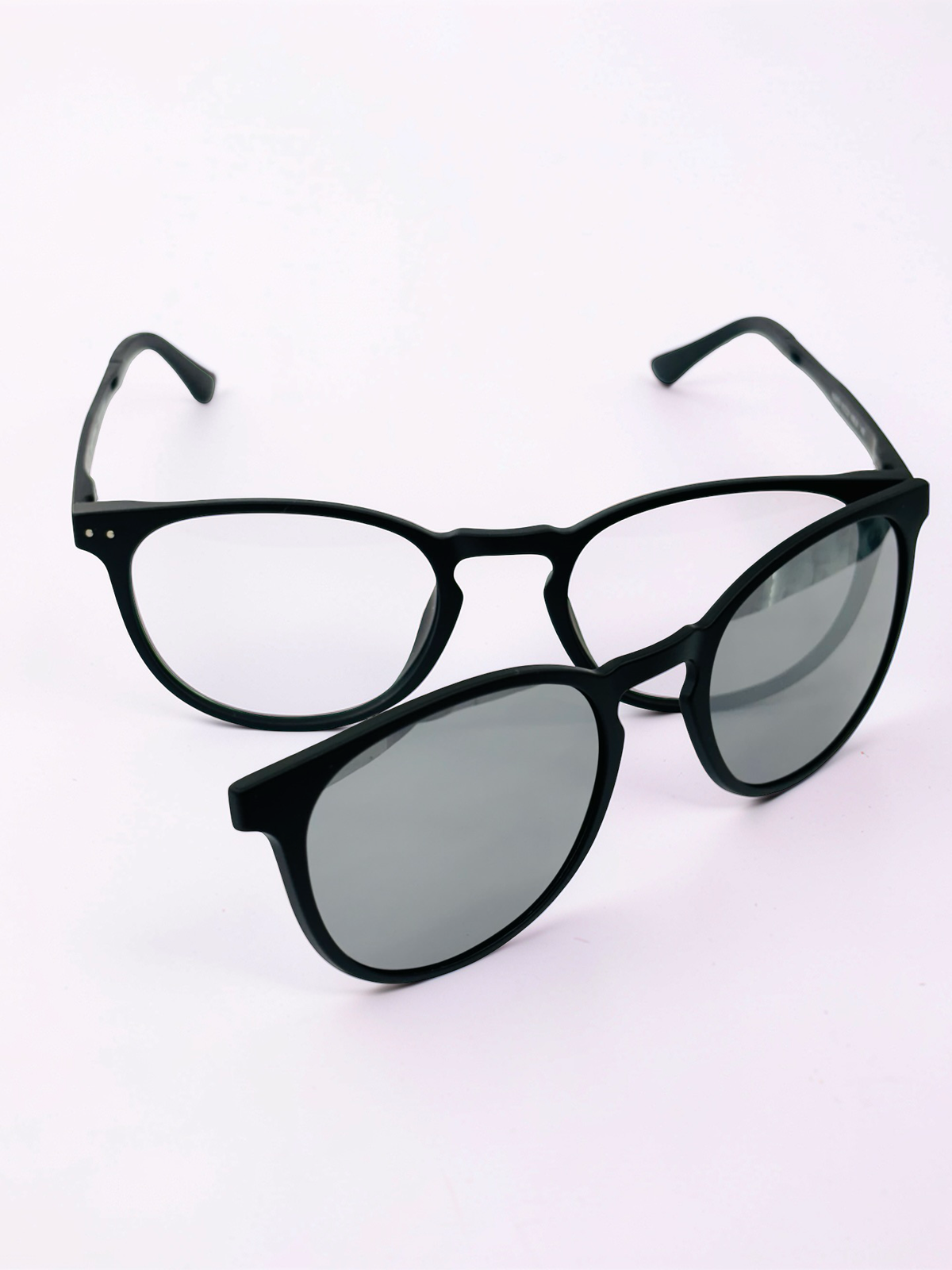 NA974 Round Clip-On Eyeglasses – Matte Black