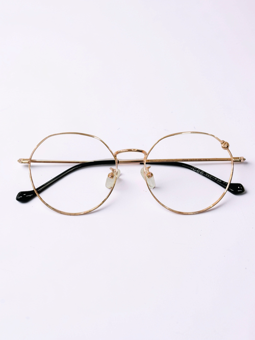 Ladies Gold Round Stainless-Steel Optical Frame – Large Fit