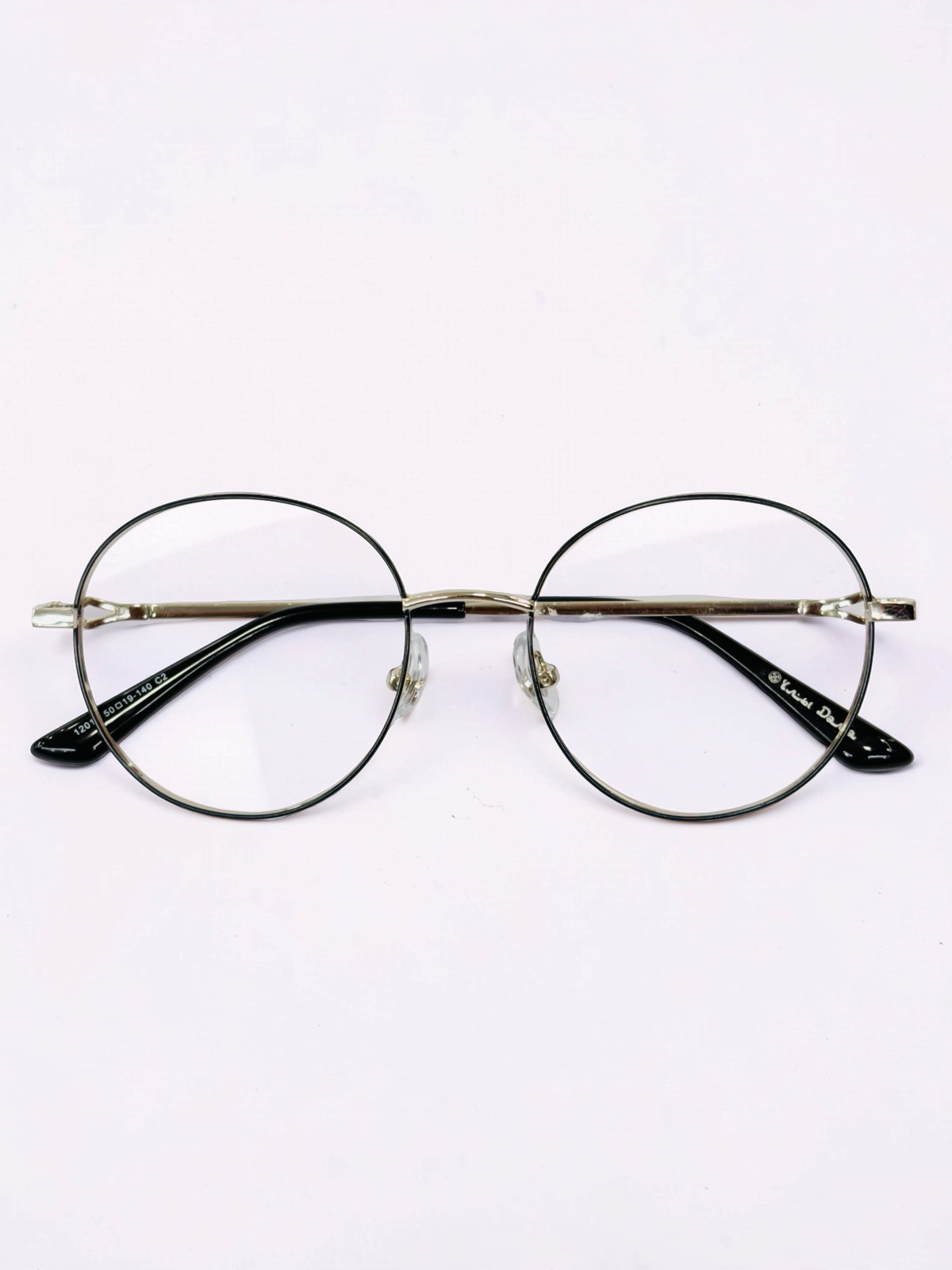 Round Gold & Black Stainless Steel Unisex Optical Frame