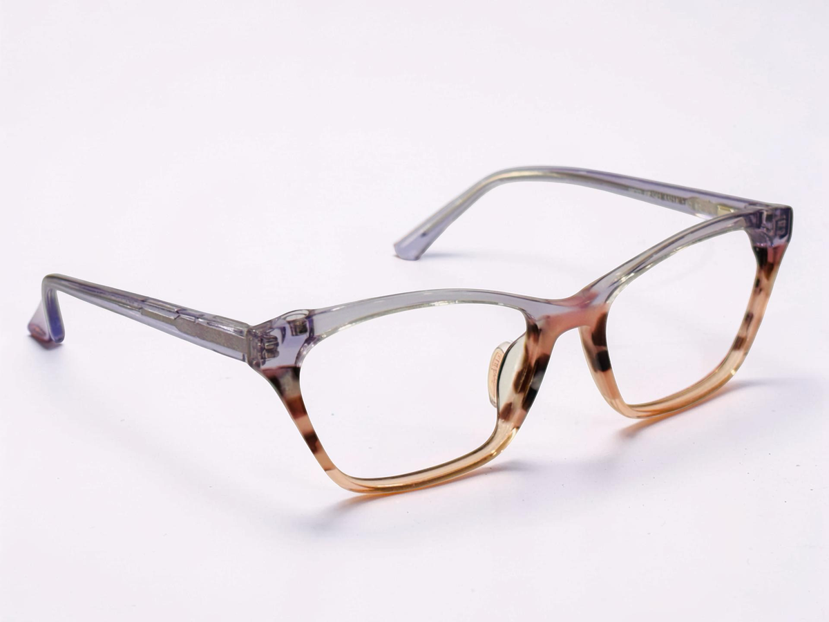 Ladies grey cat-eye frame, side angled view