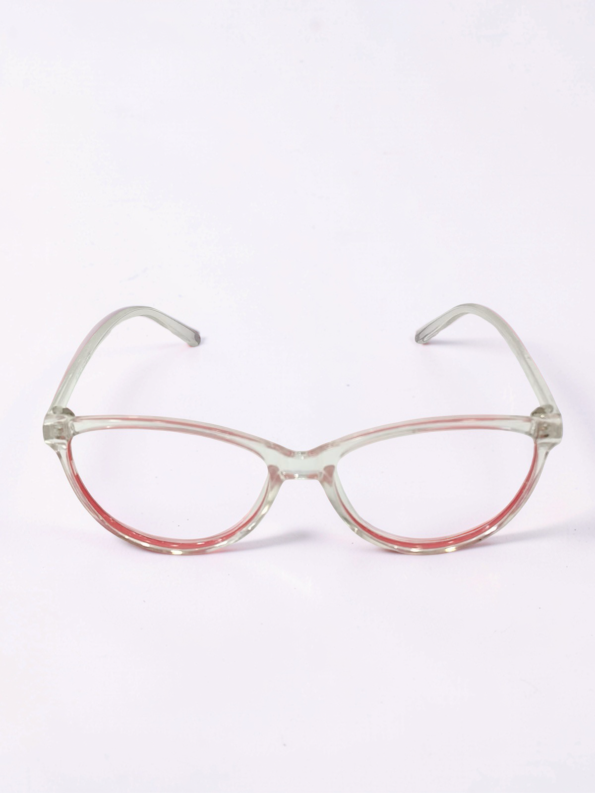 Flexible Cat-Eye Eyeglasses – Clear & Red Two-Tone (Medium Fit)