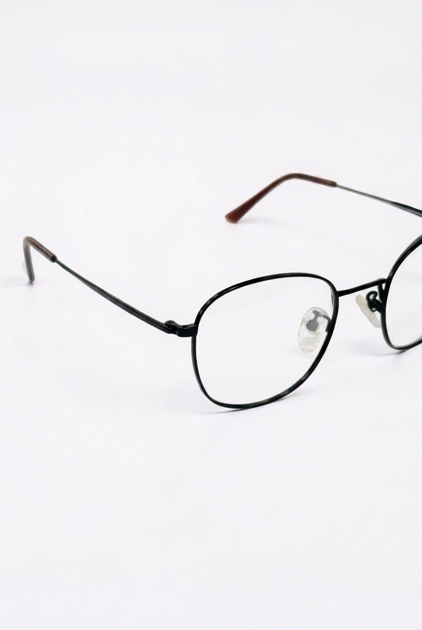 Unisex Black Rounded Rectangle Stainless Steel Frame – Medium Fit