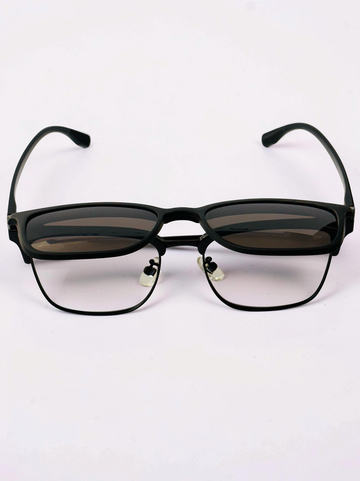 Black browline optical frame shown from the front