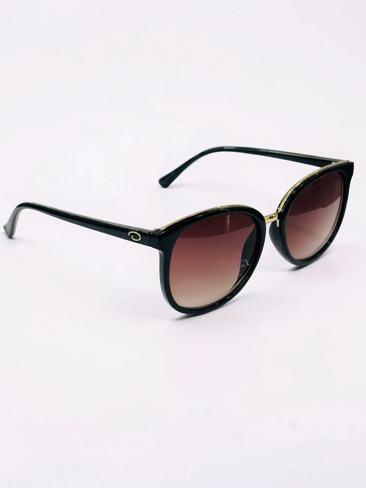 Round Cat-Eye Prescription Sunglasses – Black & Gold