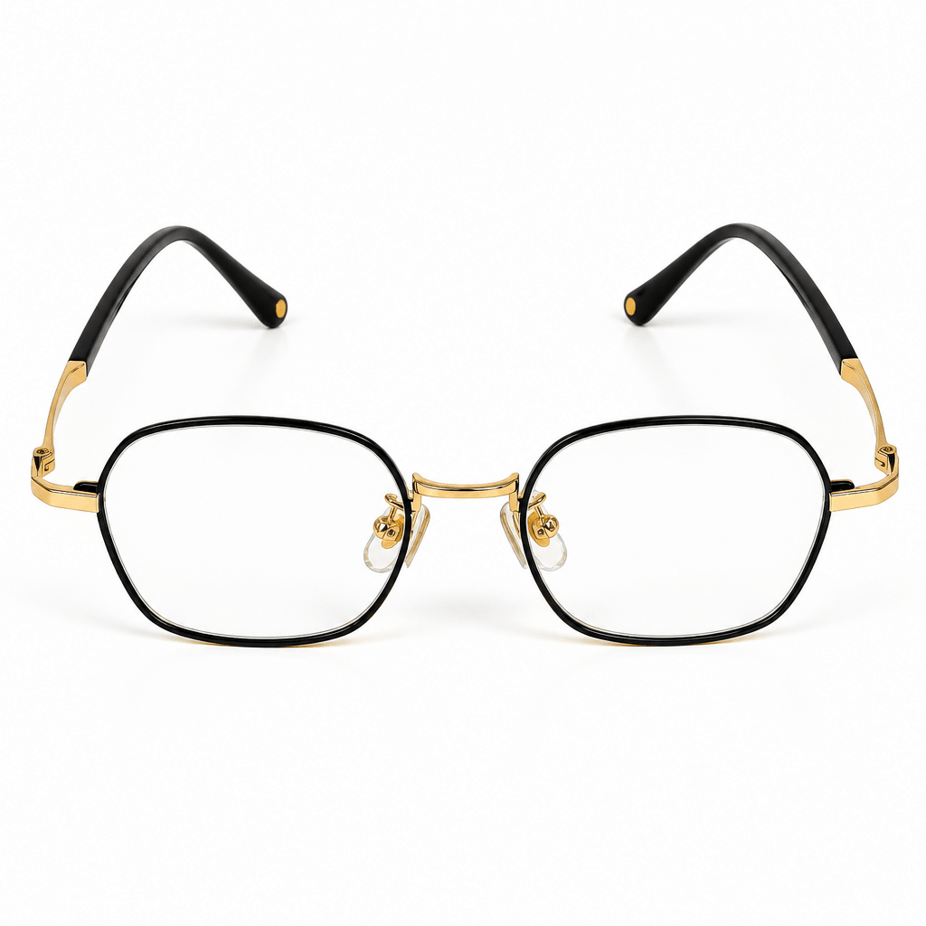 Black & Gold Polygon Ladies Eyewear Frame - Glow Opticals
