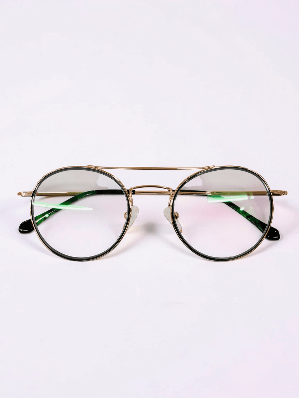 Black Gold Round Double Bridge Optical Frame - Glow Opticals