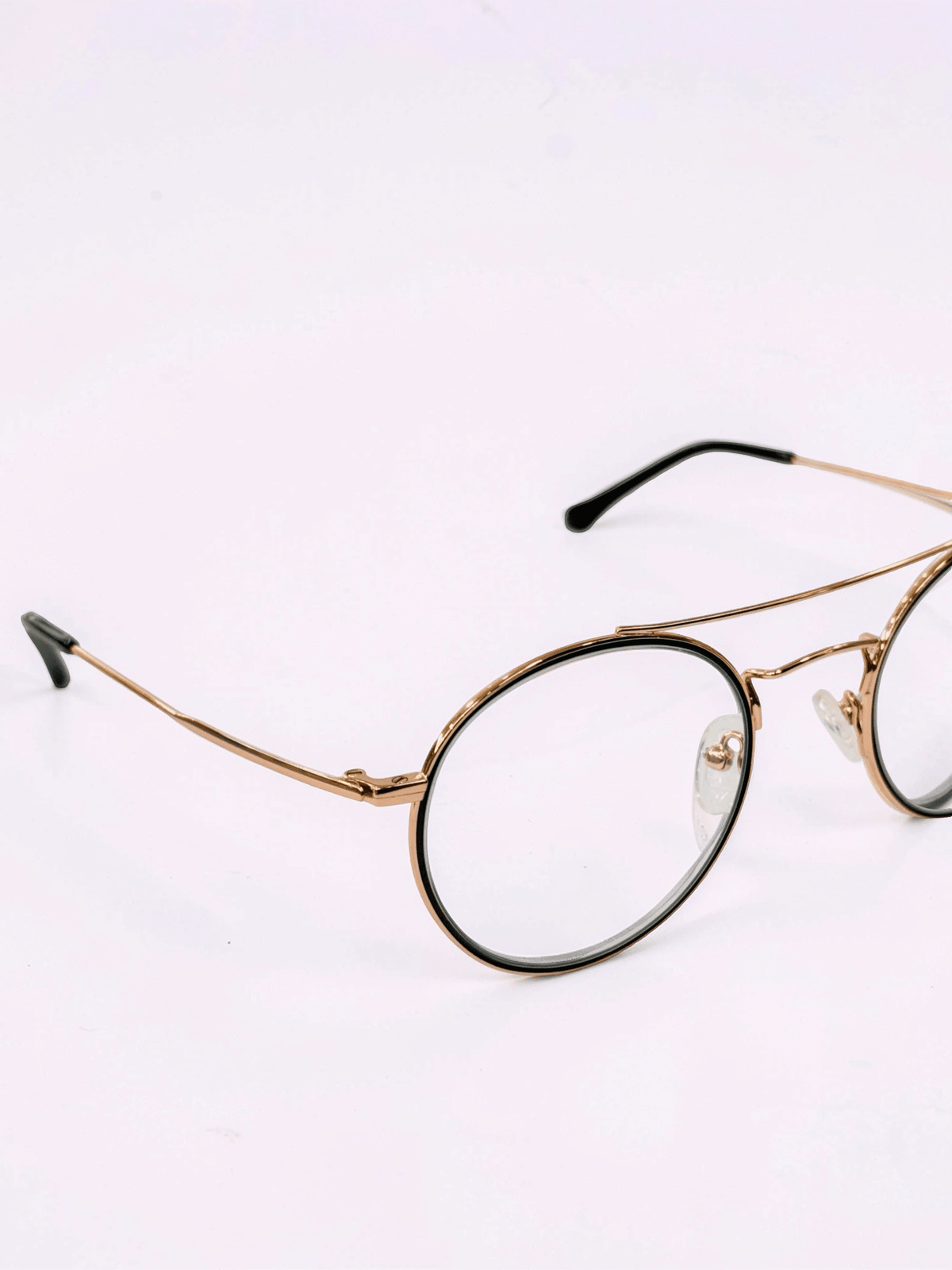 Black Gold Round Double Bridge Optical Frame - Glow Opticals