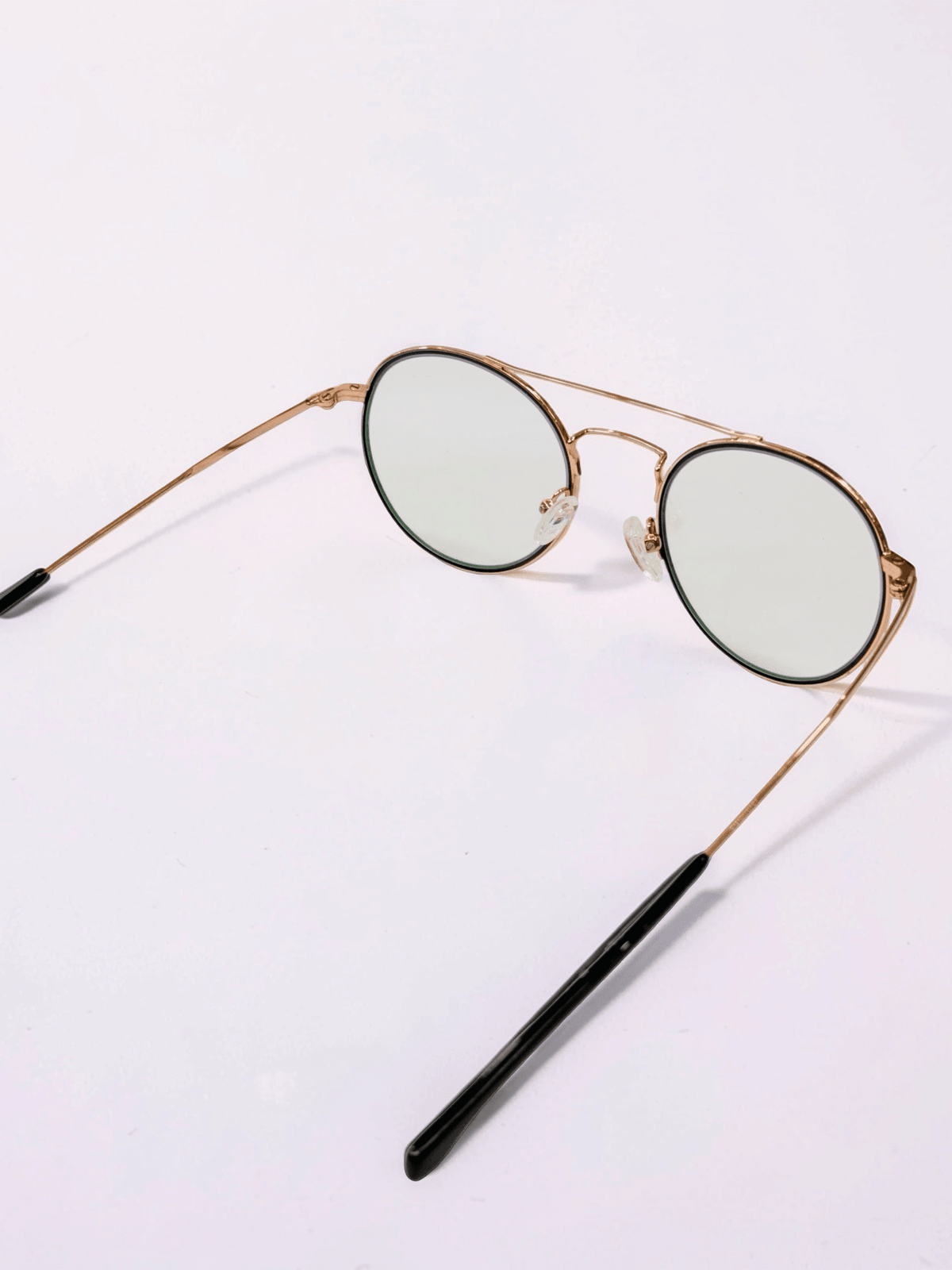 Black Gold Round Double Bridge Optical Frame - Glow Opticals