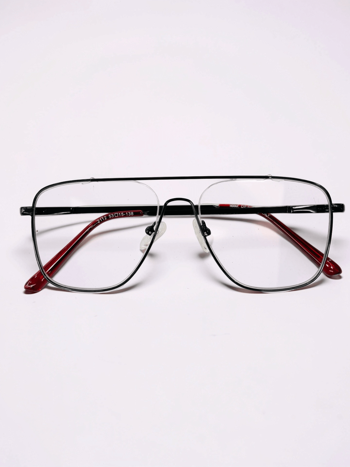 Black & Red Flat-Top Aviator Stainless Steel Frame – Unisex - Glow Opticals