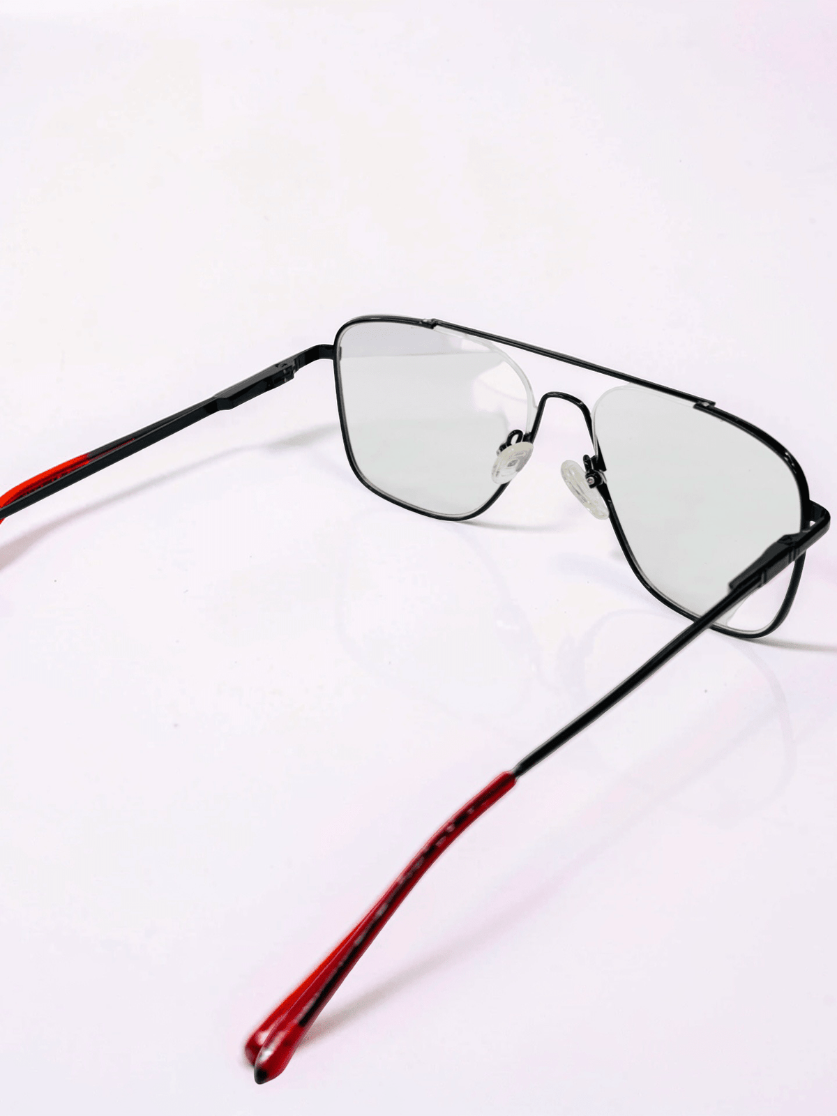 Black & Red Flat-Top Aviator Stainless Steel Frame – Unisex - Glow Opticals