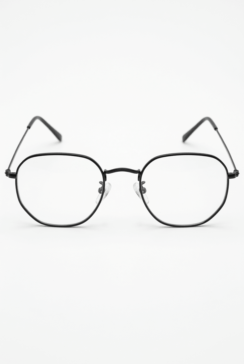 Black Rounded-Square Stainless Steel Frame – Unisex - Glow Opticals