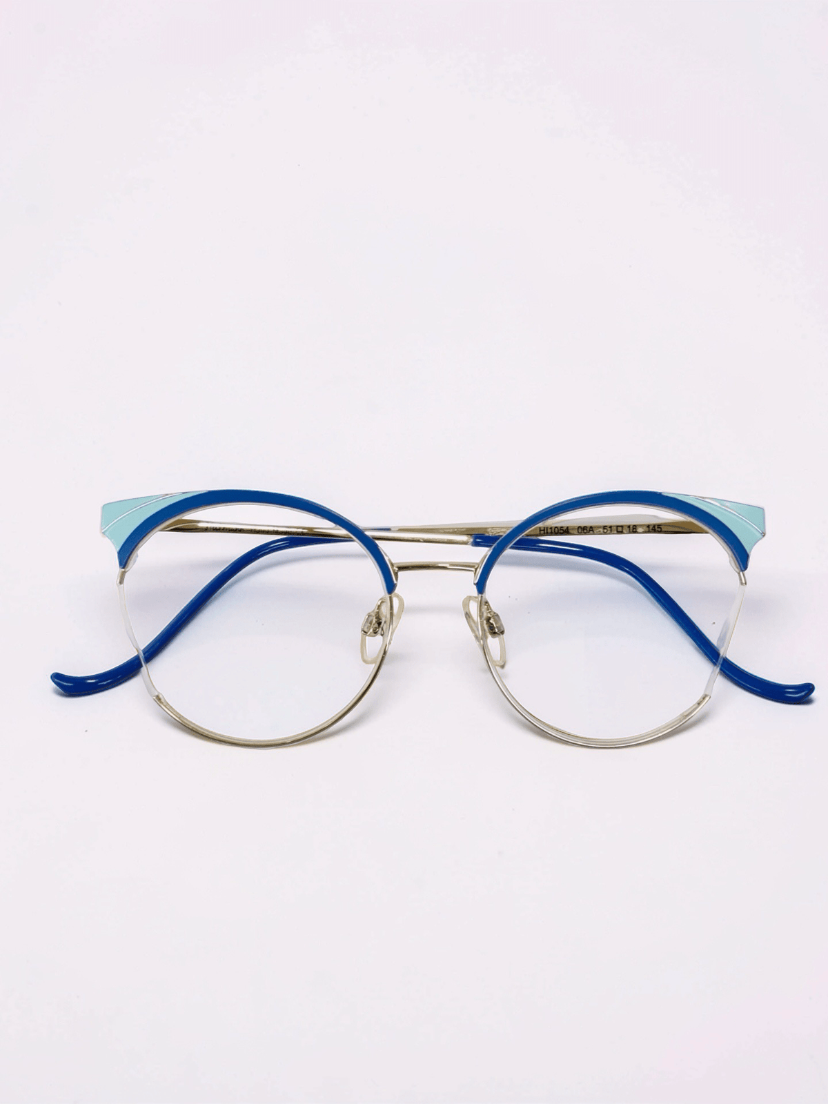 Blue & Gold Browline Stainless Steel Frame – Unisex - Glow Opticals