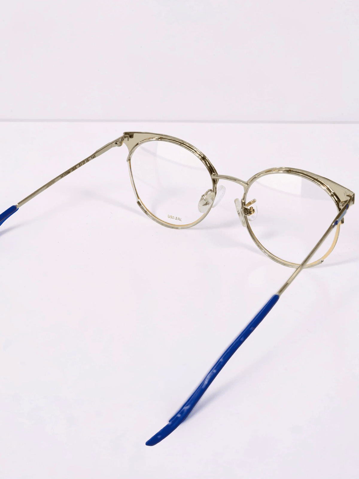 Blue & Gold Browline Stainless Steel Frame – Unisex - Glow Opticals