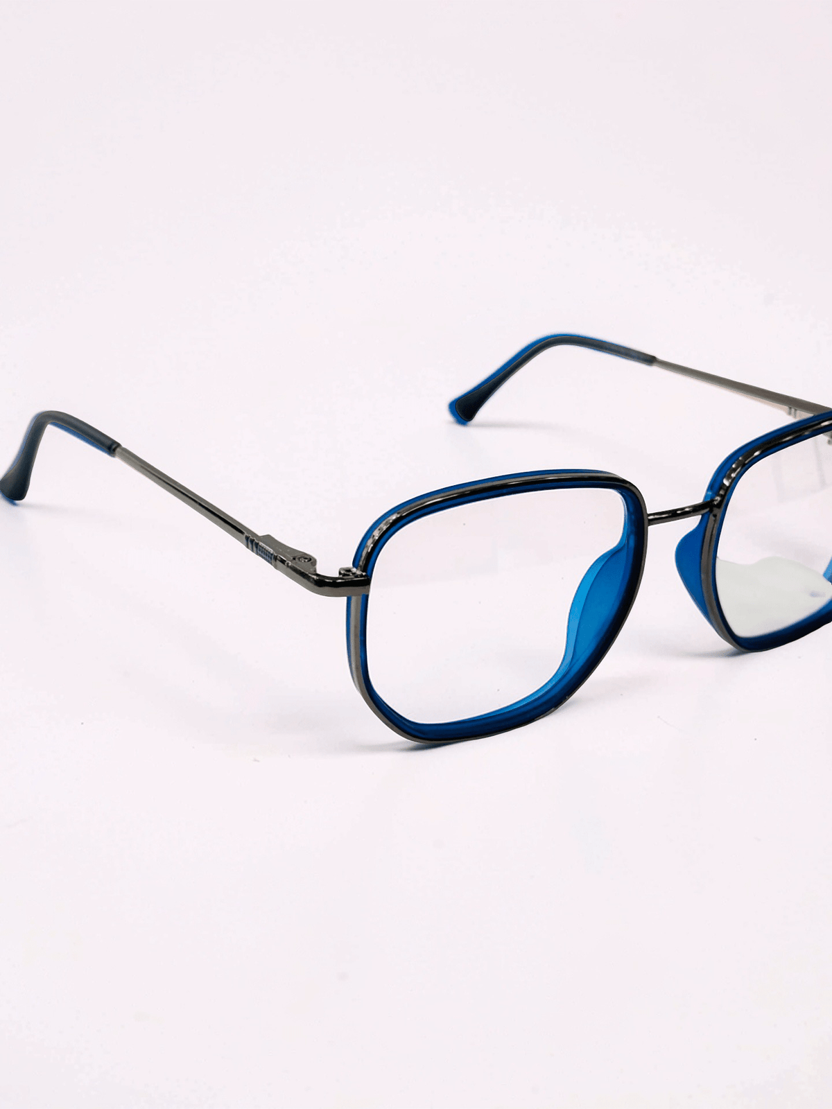 Blue Gunmetal Square Optical Frame - Glow Opticals