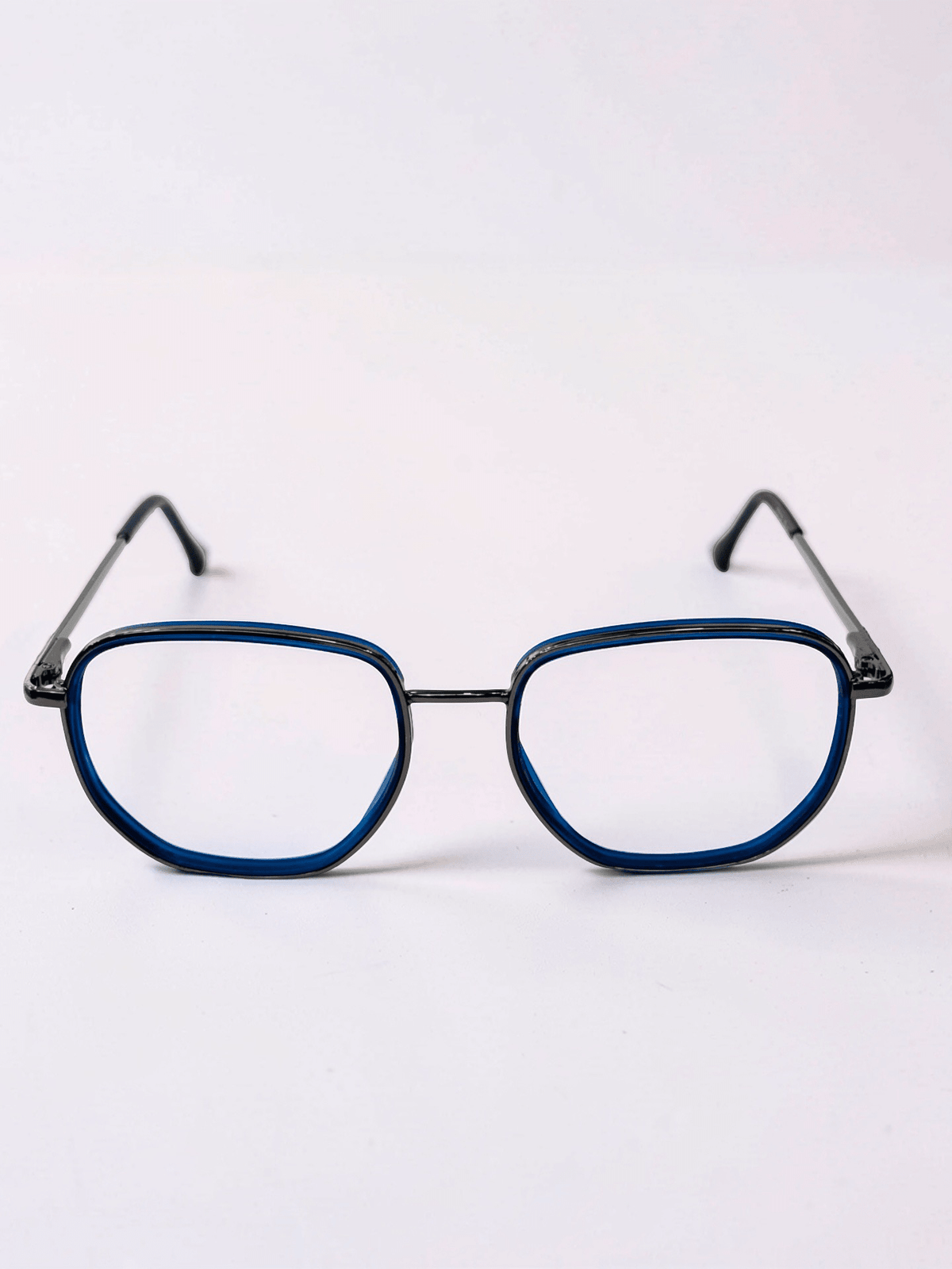 Blue Gunmetal Square Optical Frame - Glow Opticals