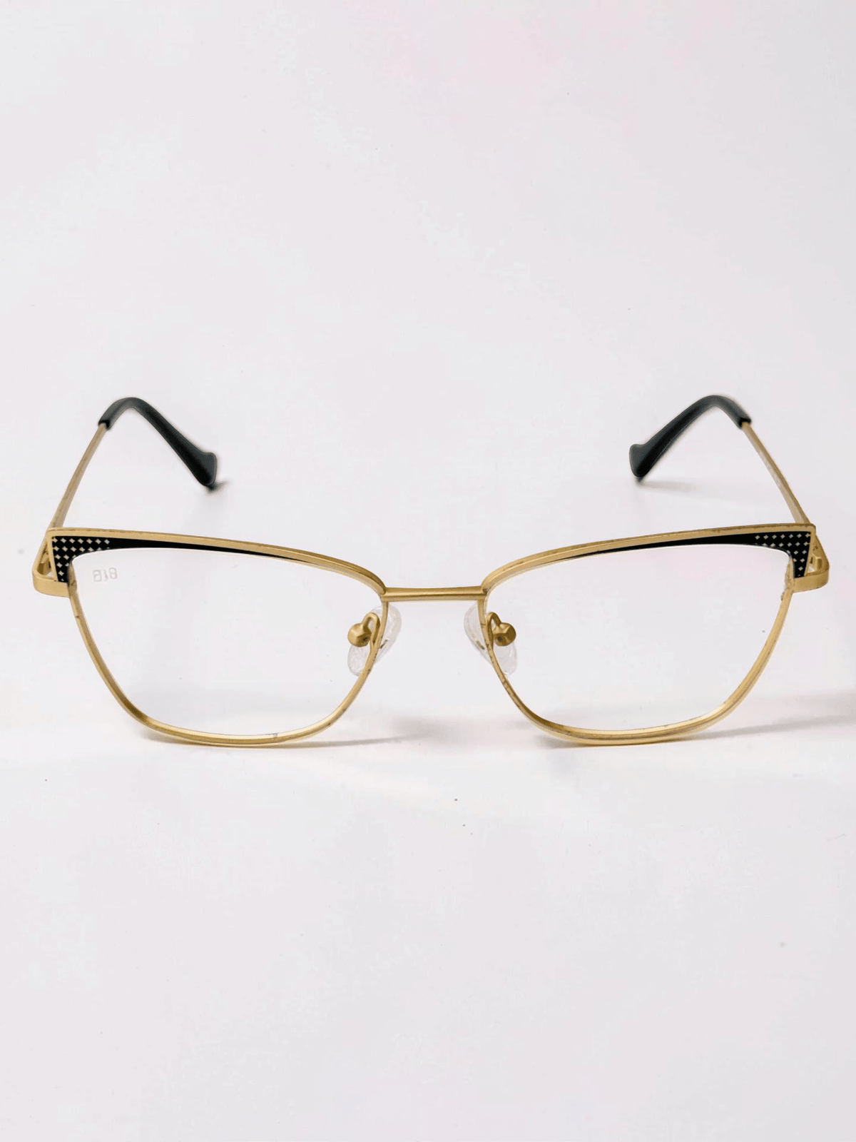 Cat-Eye Metal Optical Frame – Gold & Black with Rhinestone - Glow Opticals