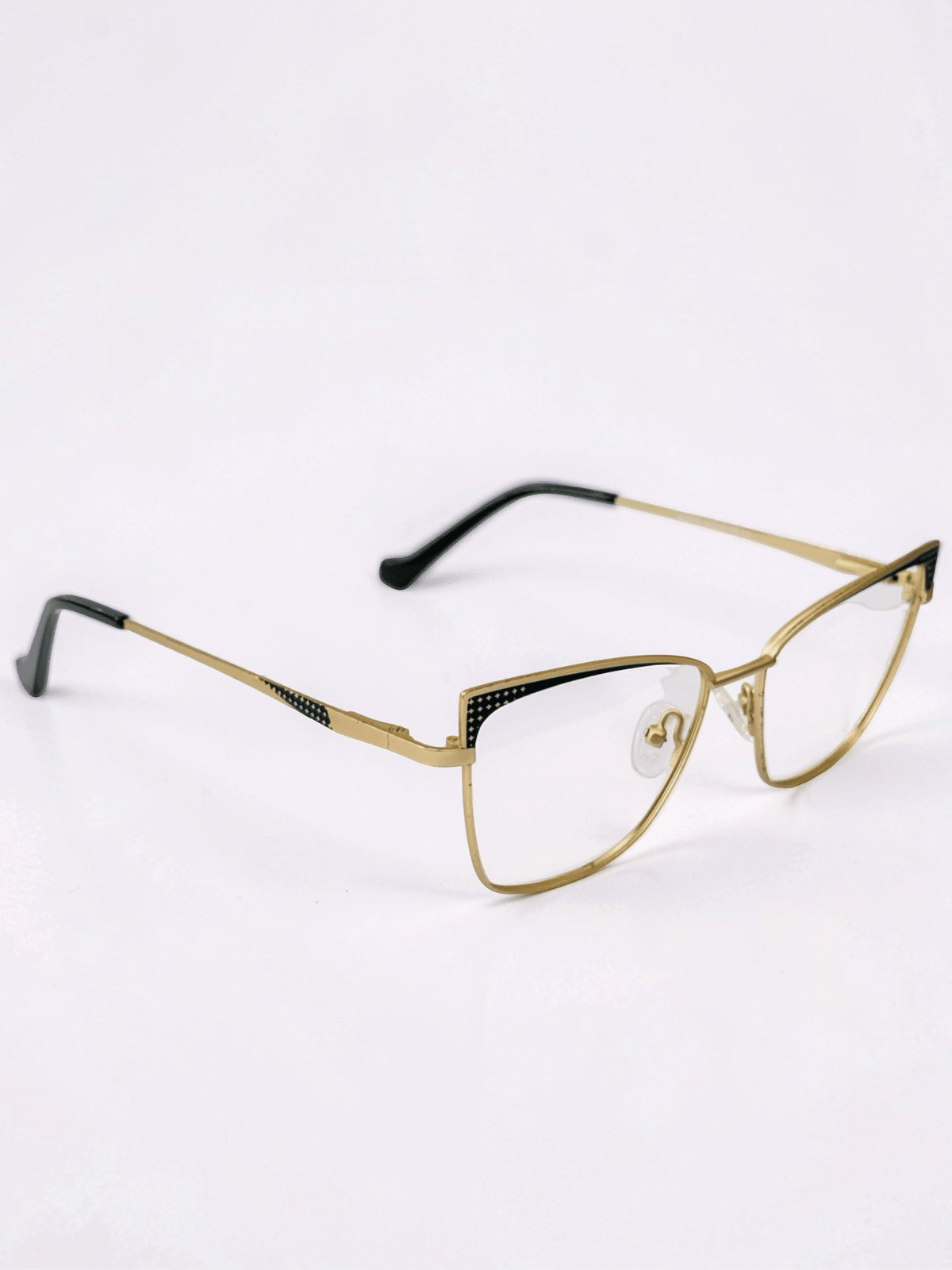 Cat-Eye Metal Optical Frame – Gold & Black with Rhinestone - Glow Opticals
