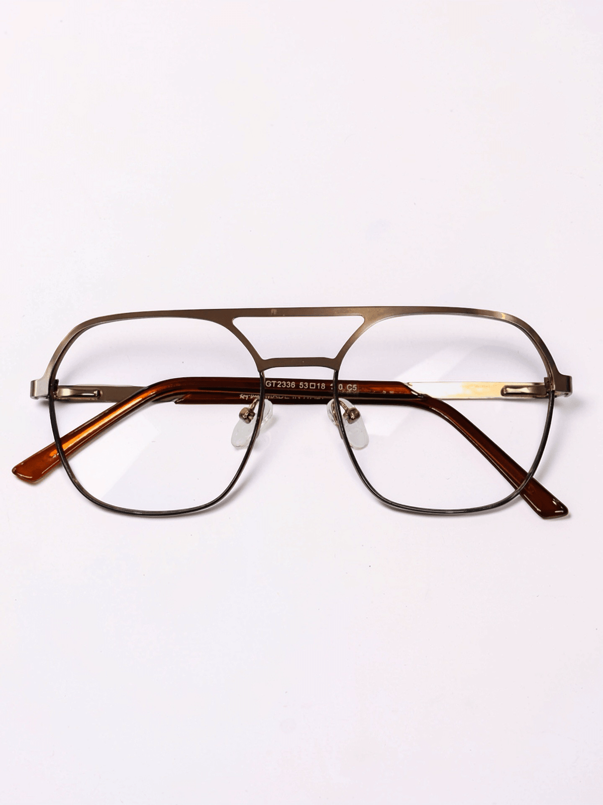 Copper Brown Square Aviator Double Bridge Optical Frame - Glow Opticals