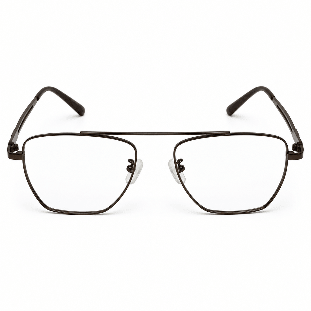 Double Bridge Aviator Optical Frame – Brown Gunmetal - Glow Opticals