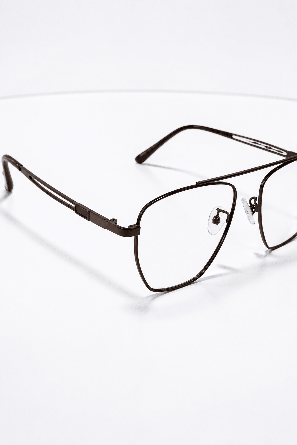 Double Bridge Aviator Optical Frame – Brown Gunmetal - Glow Opticals