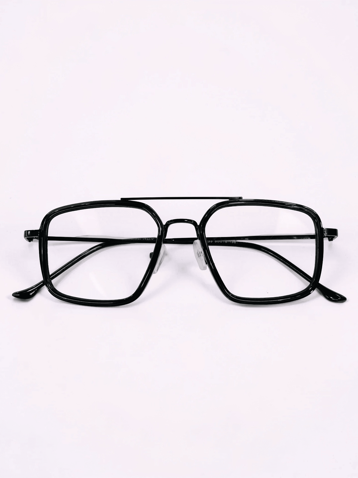 Double Bridge Square Aviator Optical Frame – Black - Glow Opticals
