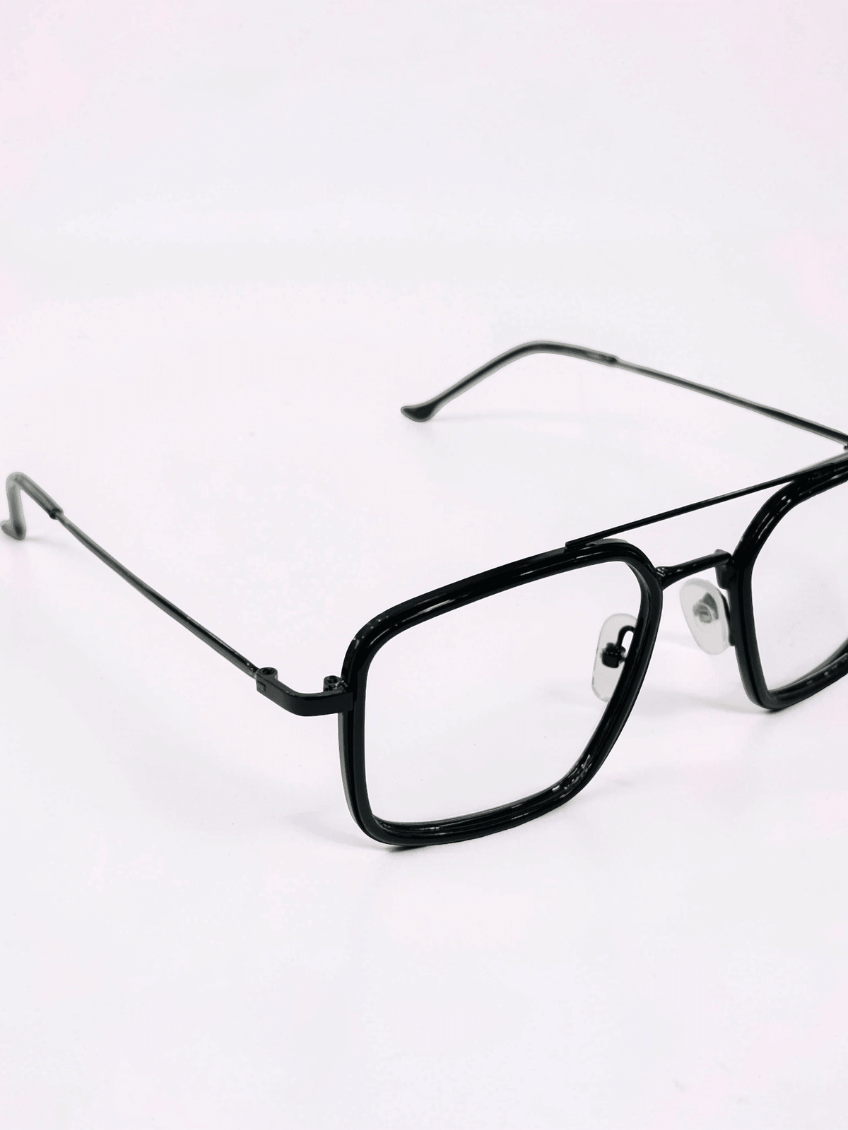 Double Bridge Square Aviator Optical Frame – Black - Glow Opticals