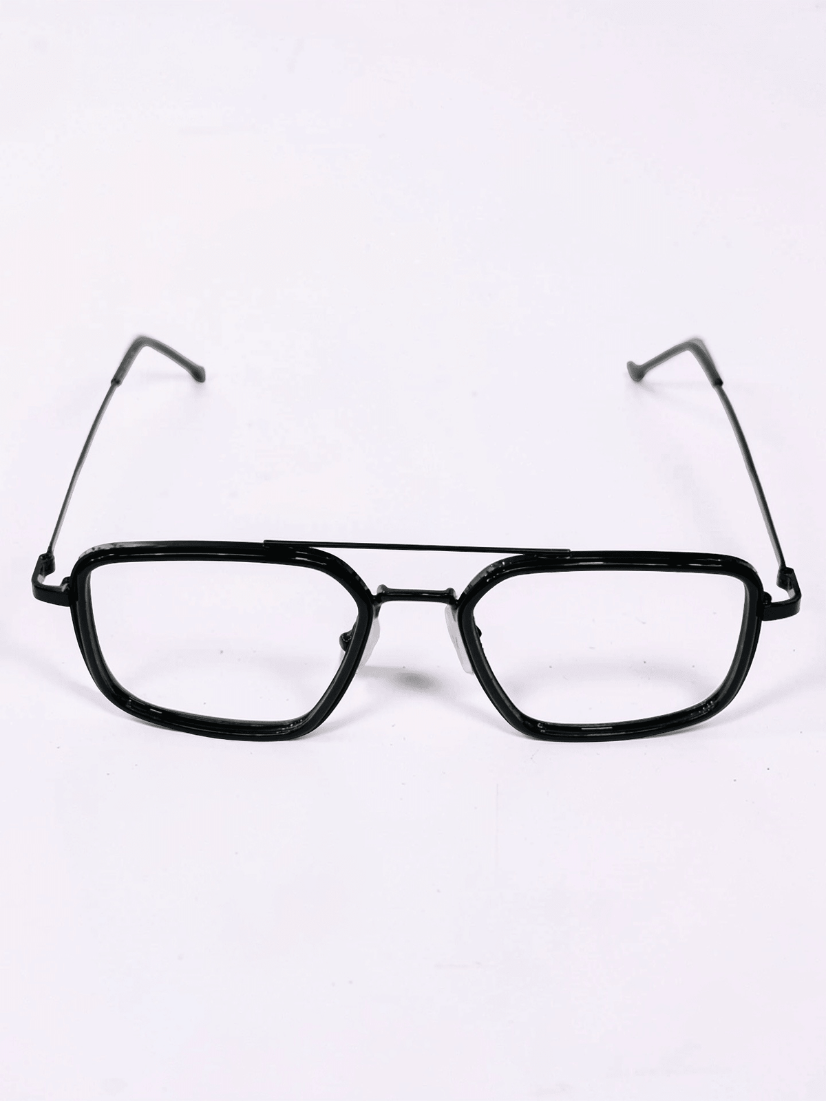 Double Bridge Square Aviator Optical Frame – Black - Glow Opticals