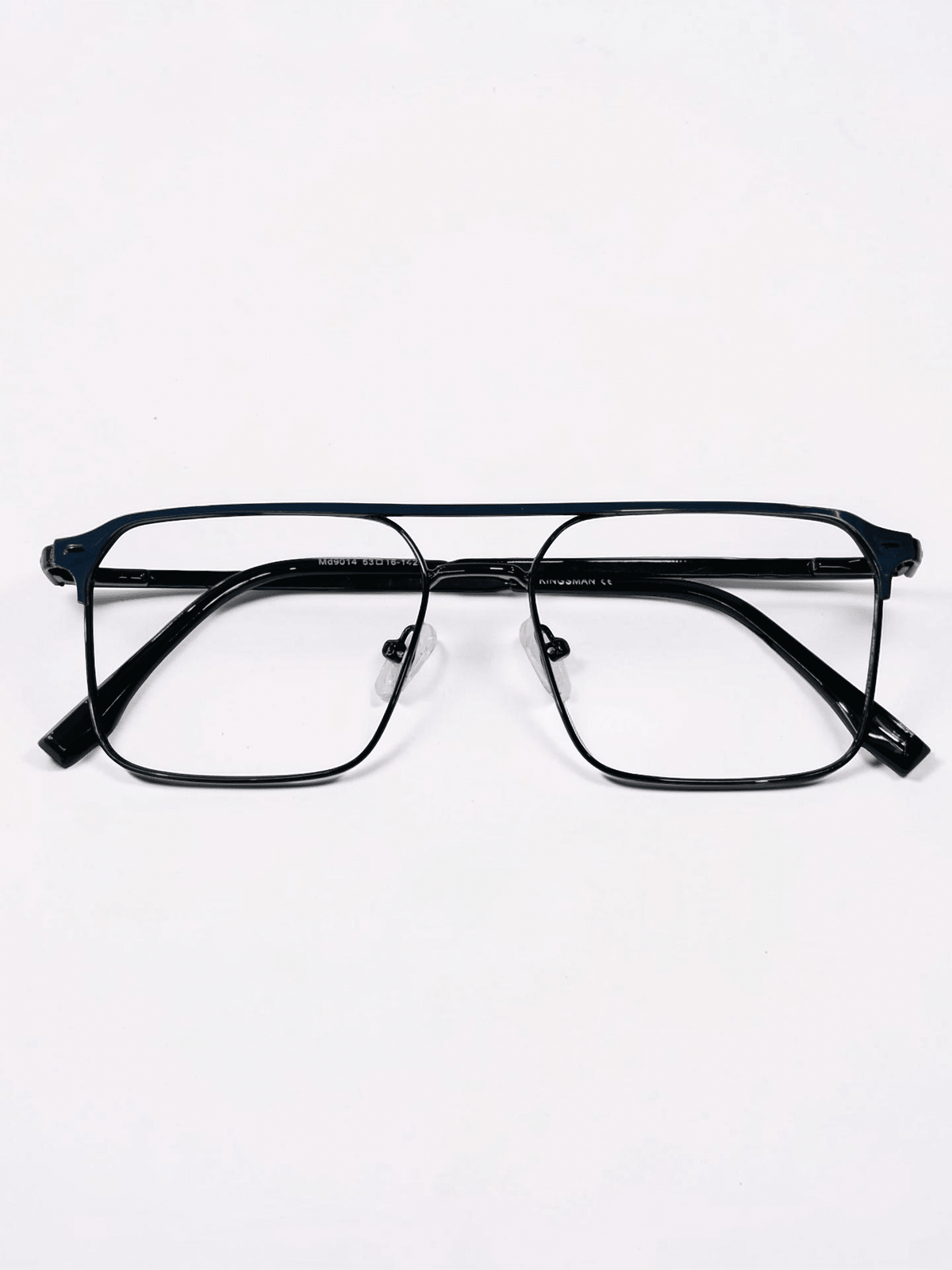 Double Bridge Square Metal Frame – Black - Glow Opticals