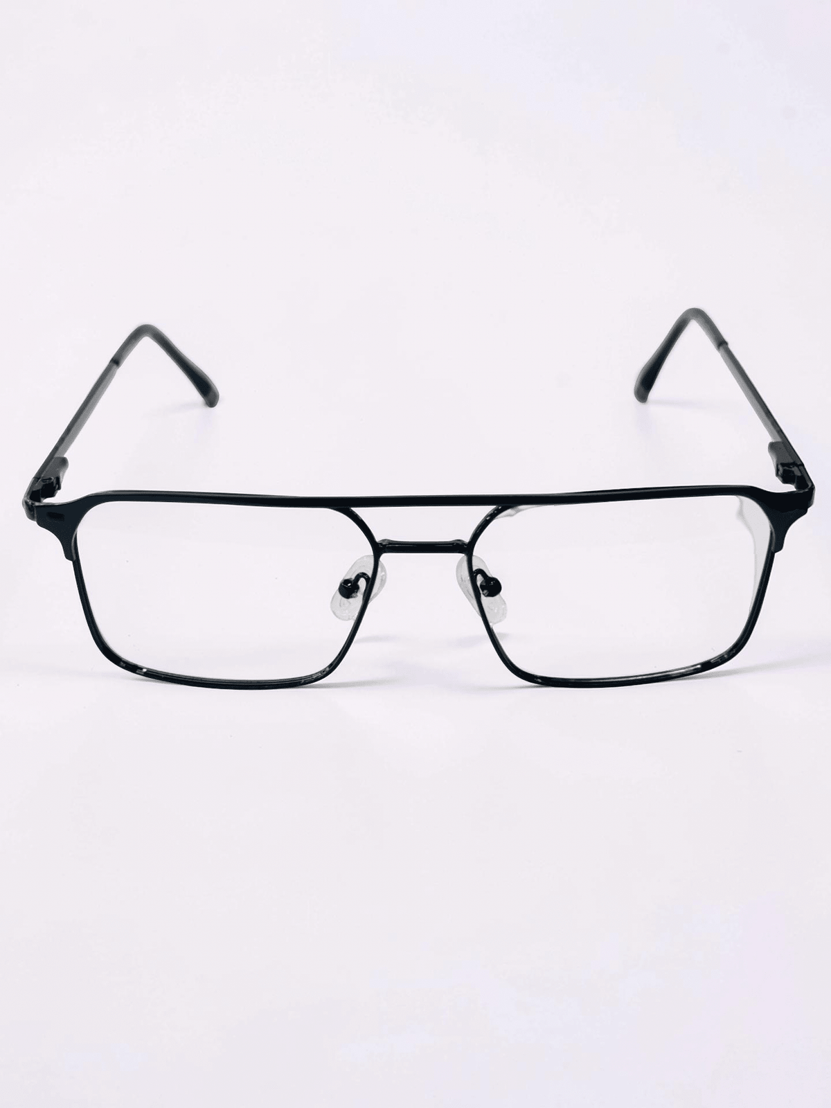 Double Bridge Square Metal Frame – Black - Glow Opticals