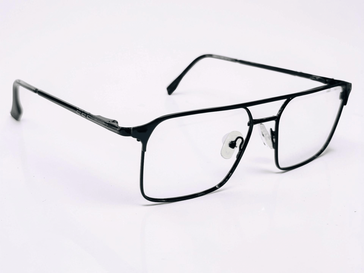 Double Bridge Square Metal Frame – Black - Glow Opticals