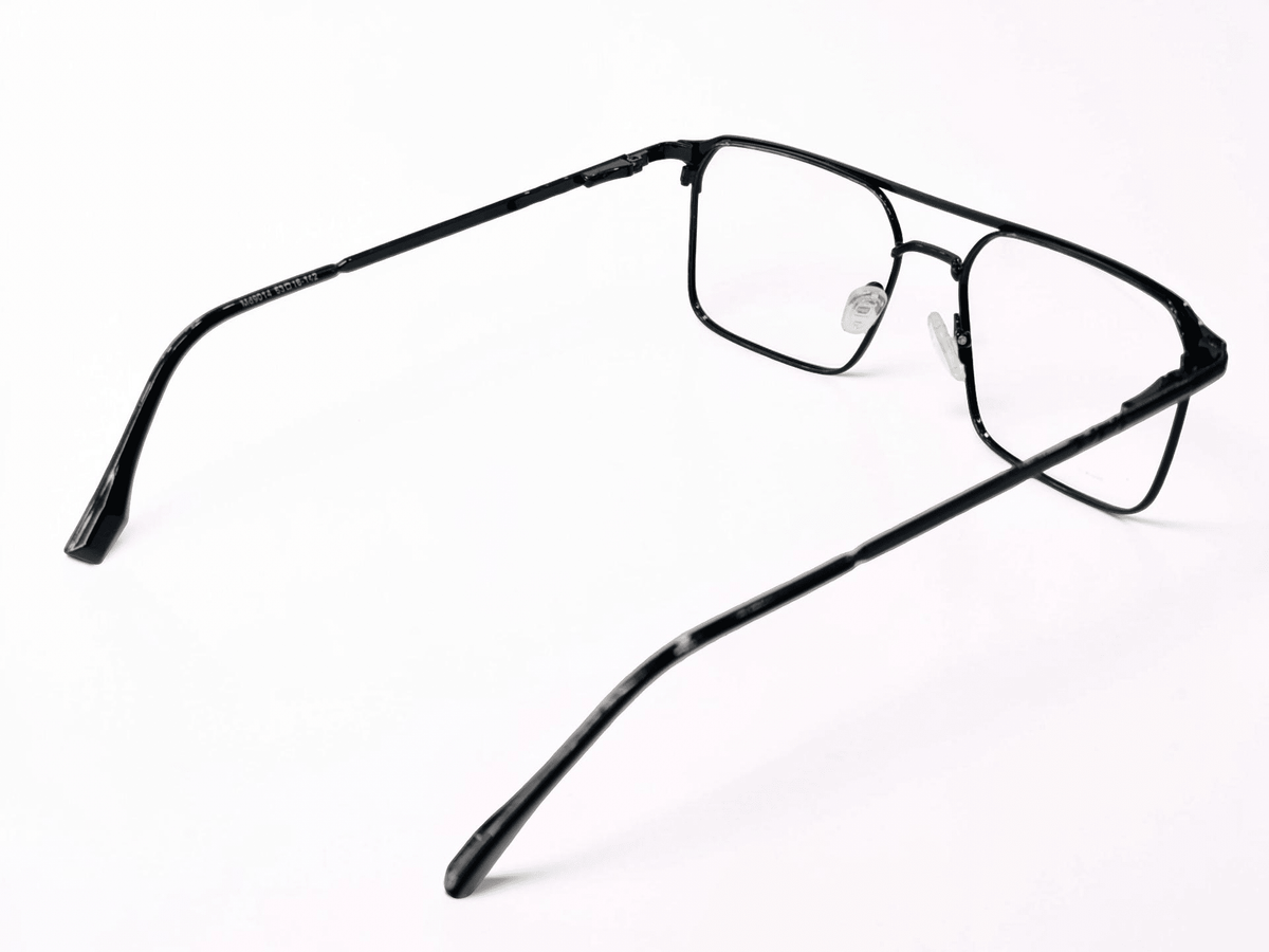 Double Bridge Square Metal Frame – Black - Glow Opticals
