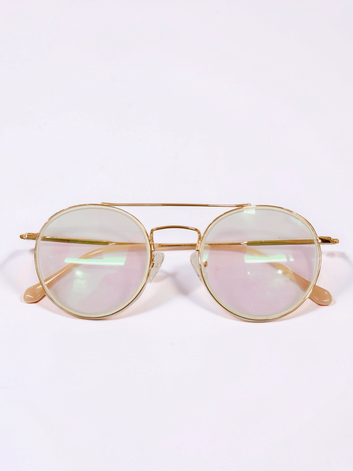 Gold Round Double Bridge Optical Frame - Glow Opticals