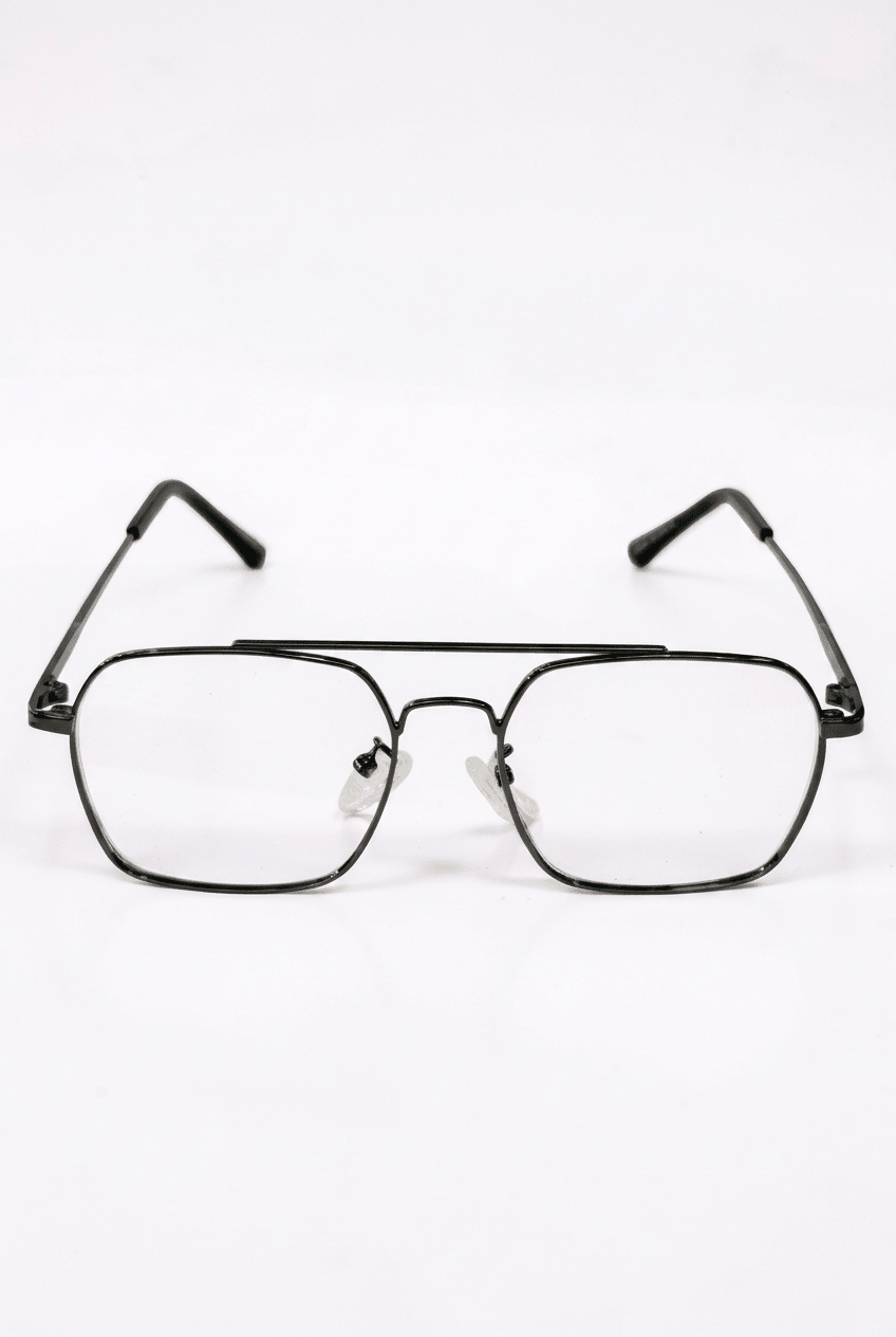 Gunmetal Double-Bridge Unisex Stainless Steel Eyeglass Frame - Glow Opticals