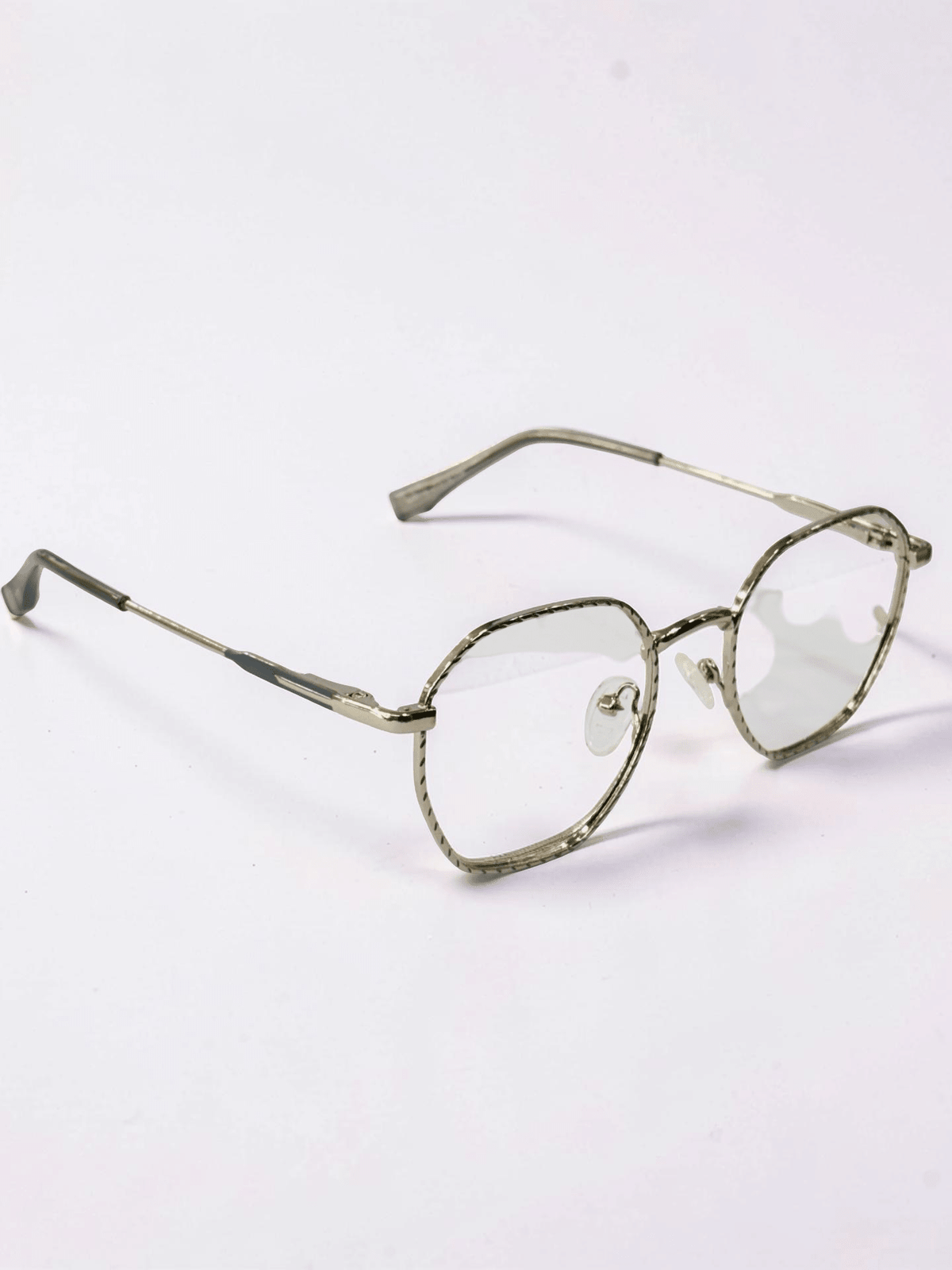 Hexagonal Metal Optical Frame – Antique Silver - Glow Opticals