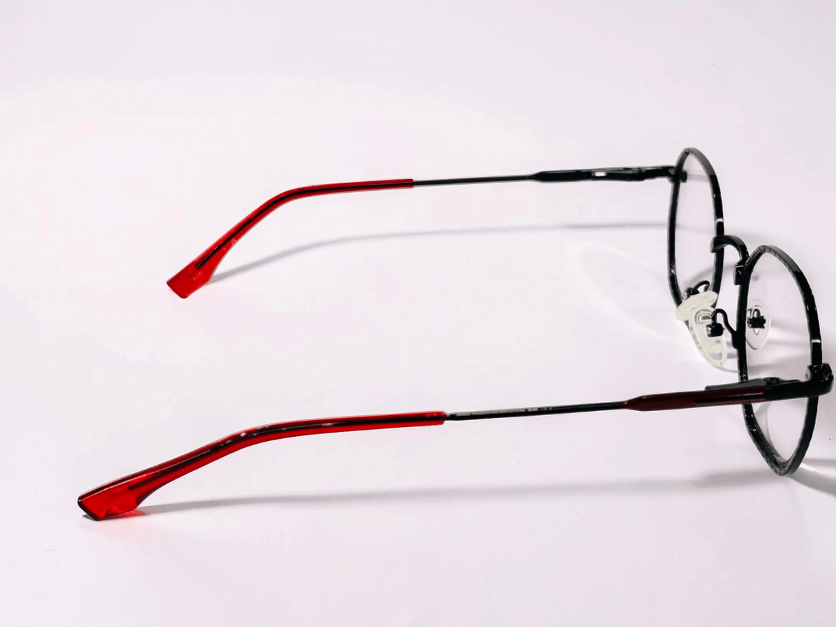 Hexagonal Optical Frame – Black & Red - Glow Opticals