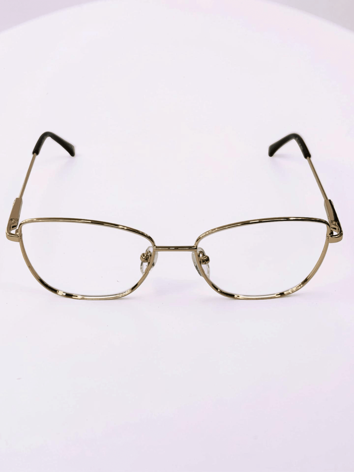 Ladies Cat-Eye Metal Optical Frame — Gold with Dark Brown Tips - Glow Opticals