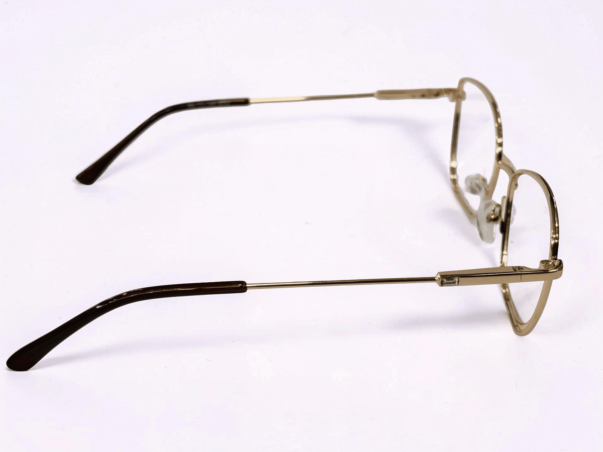 Ladies Cat-Eye Metal Optical Frame — Gold with Dark Brown Tips - Glow Opticals