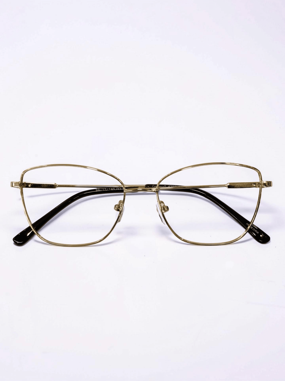 Ladies Cat-Eye Metal Optical Frame — Gold with Dark Brown Tips - Glow Opticals