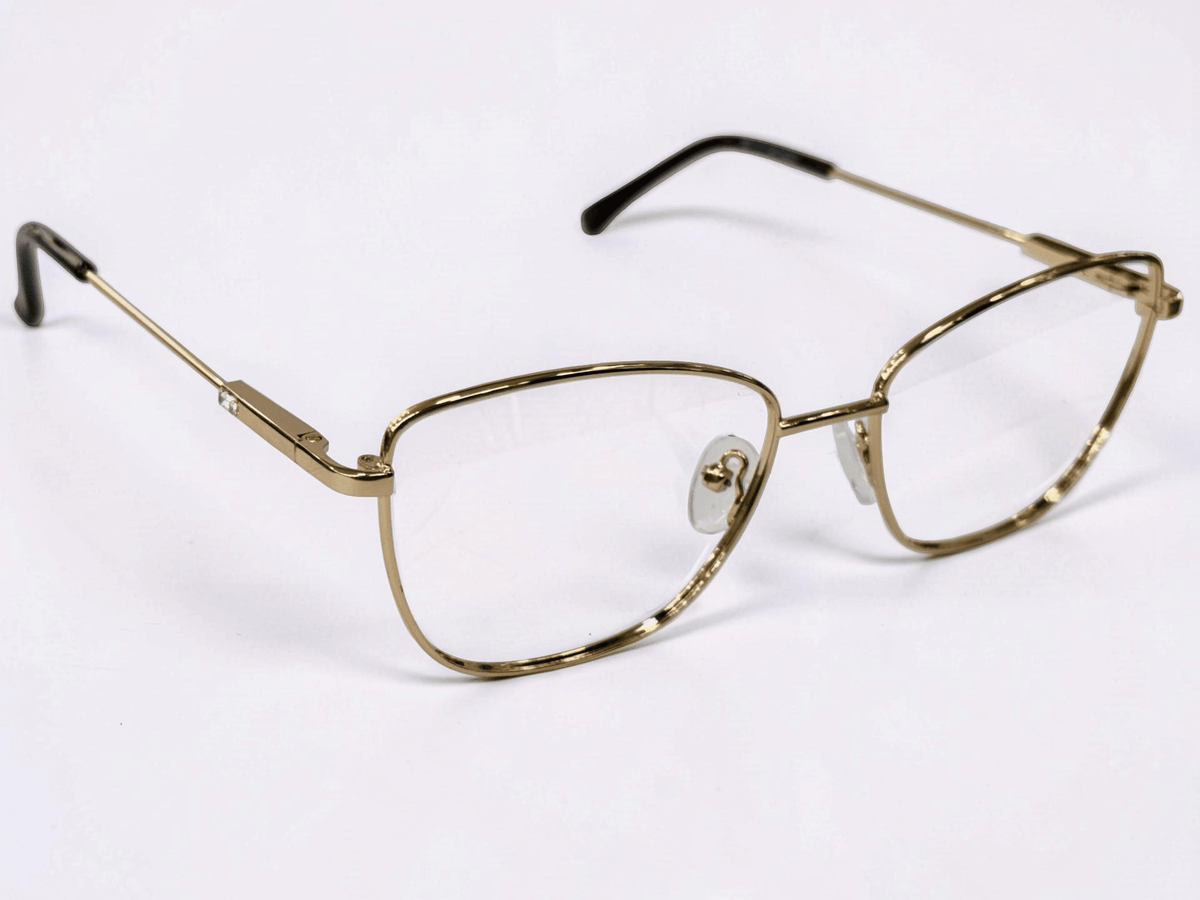 Ladies Cat-Eye Metal Optical Frame — Gold with Dark Brown Tips - Glow Opticals