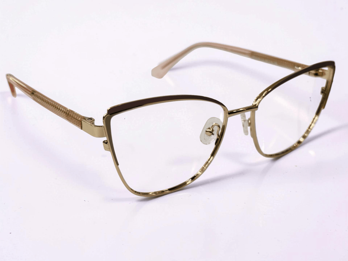 Ladies Cat-Eye Metal Optical Frame — Rose Gold & Brown - Glow Opticals
