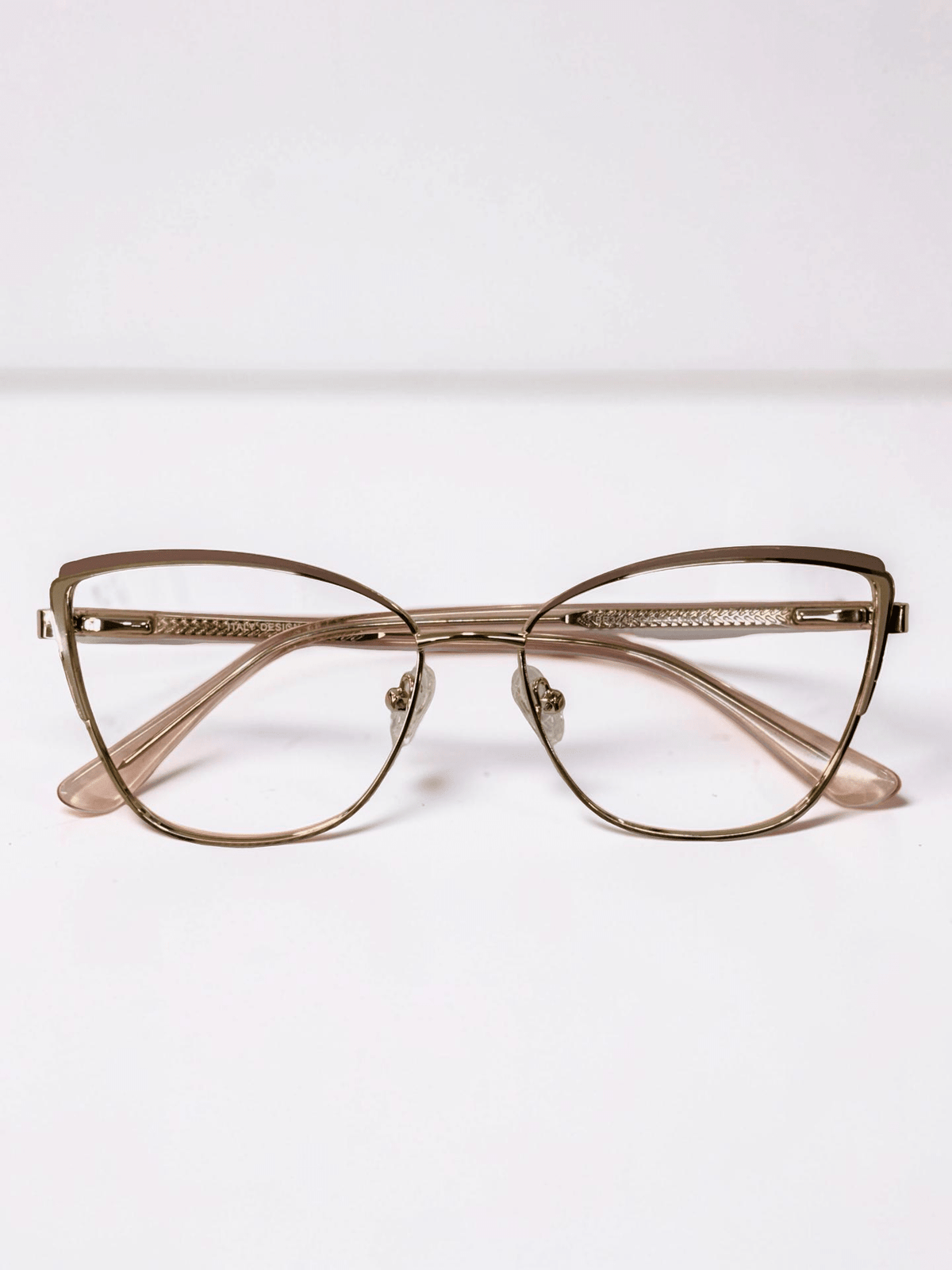 Ladies Cat-Eye Metal Optical Frame — Rose Gold & Brown - Glow Opticals
