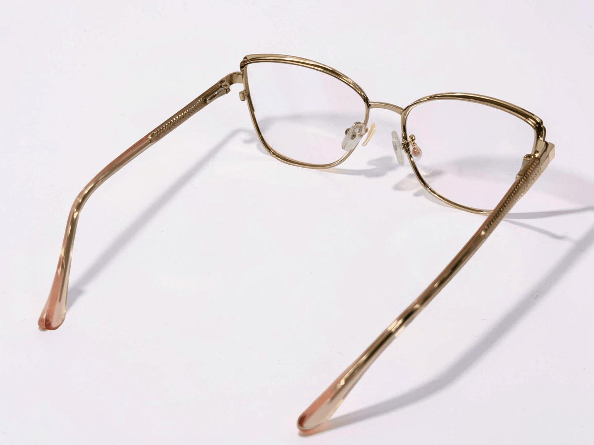 Ladies Cat-Eye Metal Optical Frame — Rose Gold & Brown - Glow Opticals