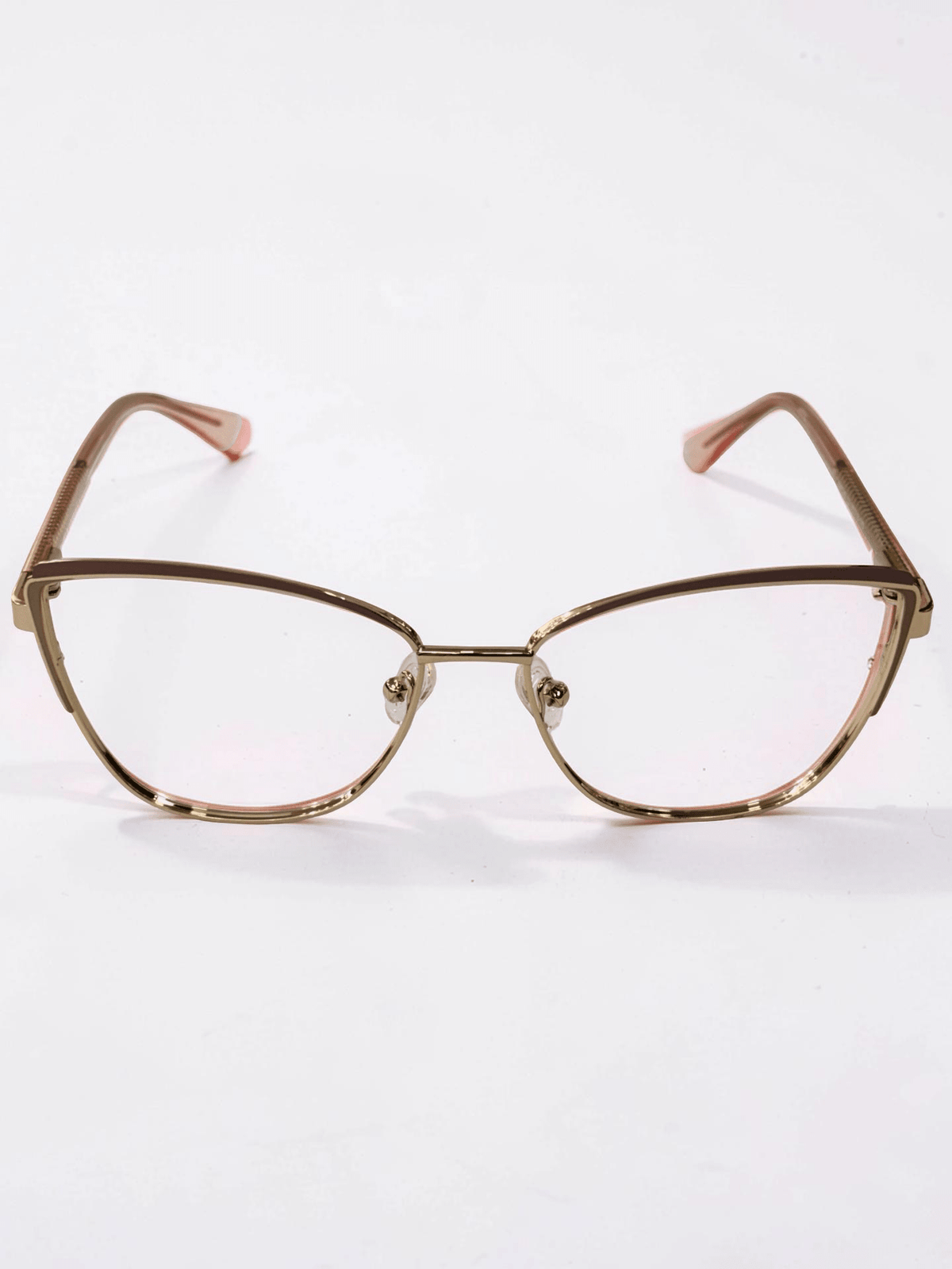 Ladies Cat-Eye Metal Optical Frame — Rose Gold & Brown - Glow Opticals