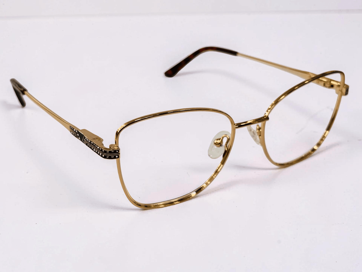 Ladies Gold Metal Optical Frame with Spring Hinge - Glow Opticals