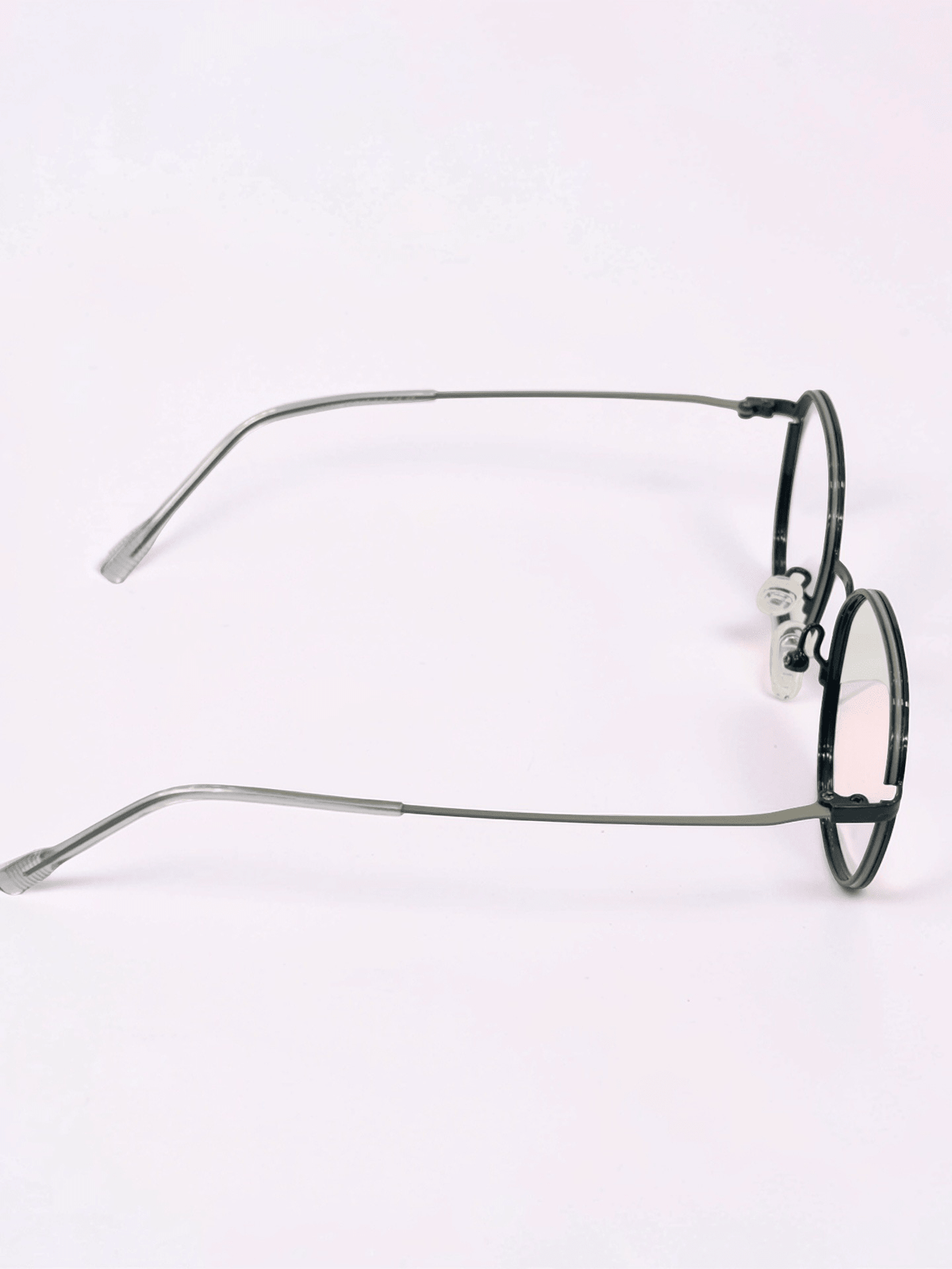Matte Black Silver Polygon Round Optical Frame - Glow Opticals