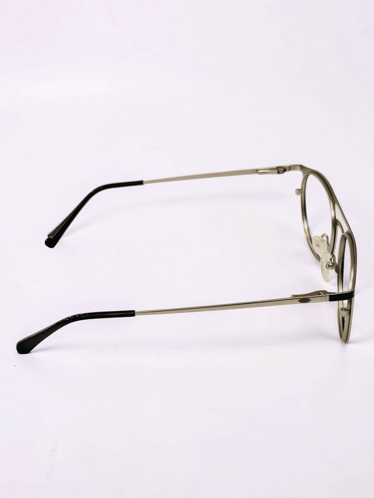 Matte Black Silver Round Double Bridge Optical Frame - Glow Opticals