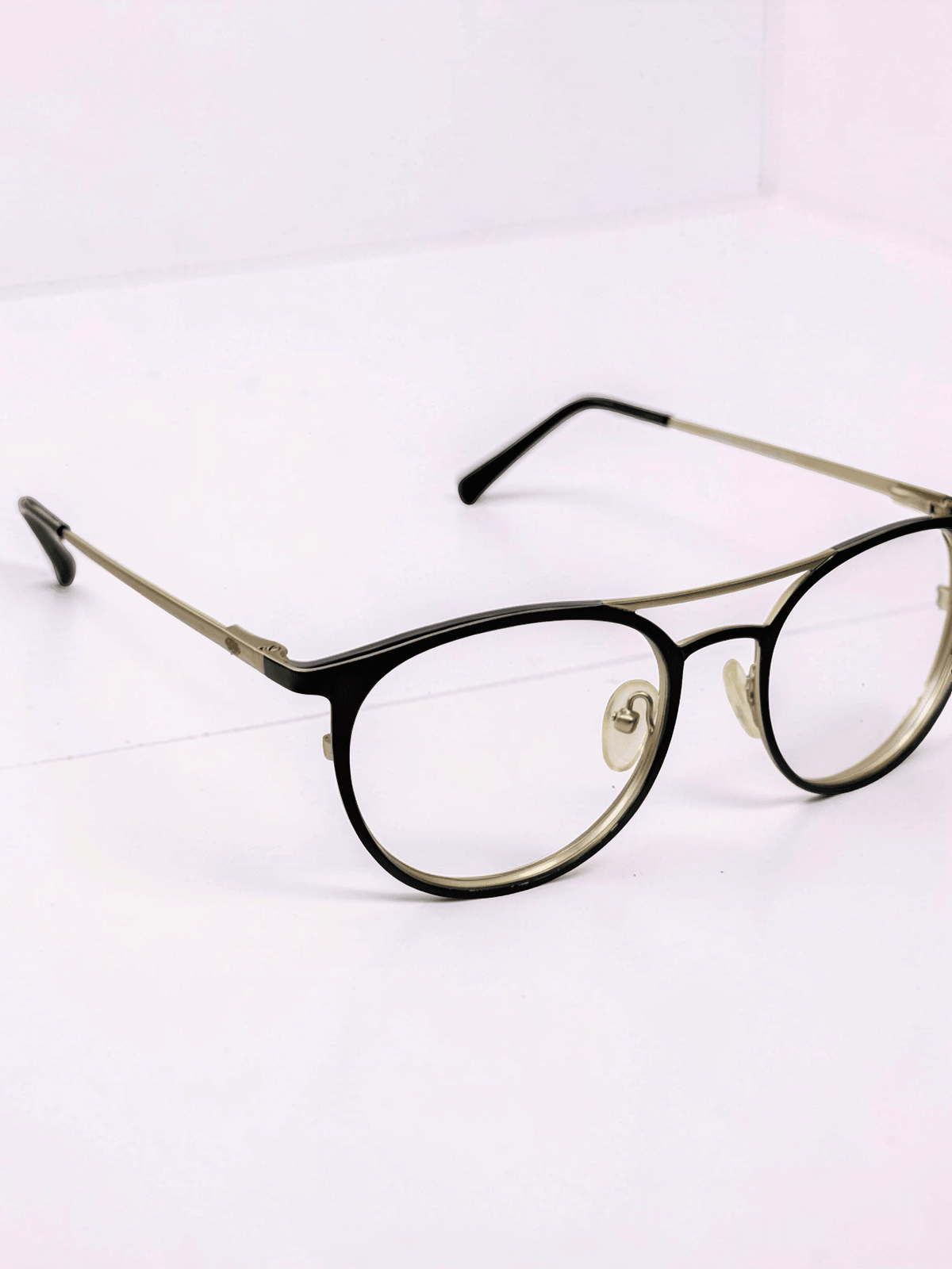 Matte Black Silver Round Double Bridge Optical Frame - Glow Opticals