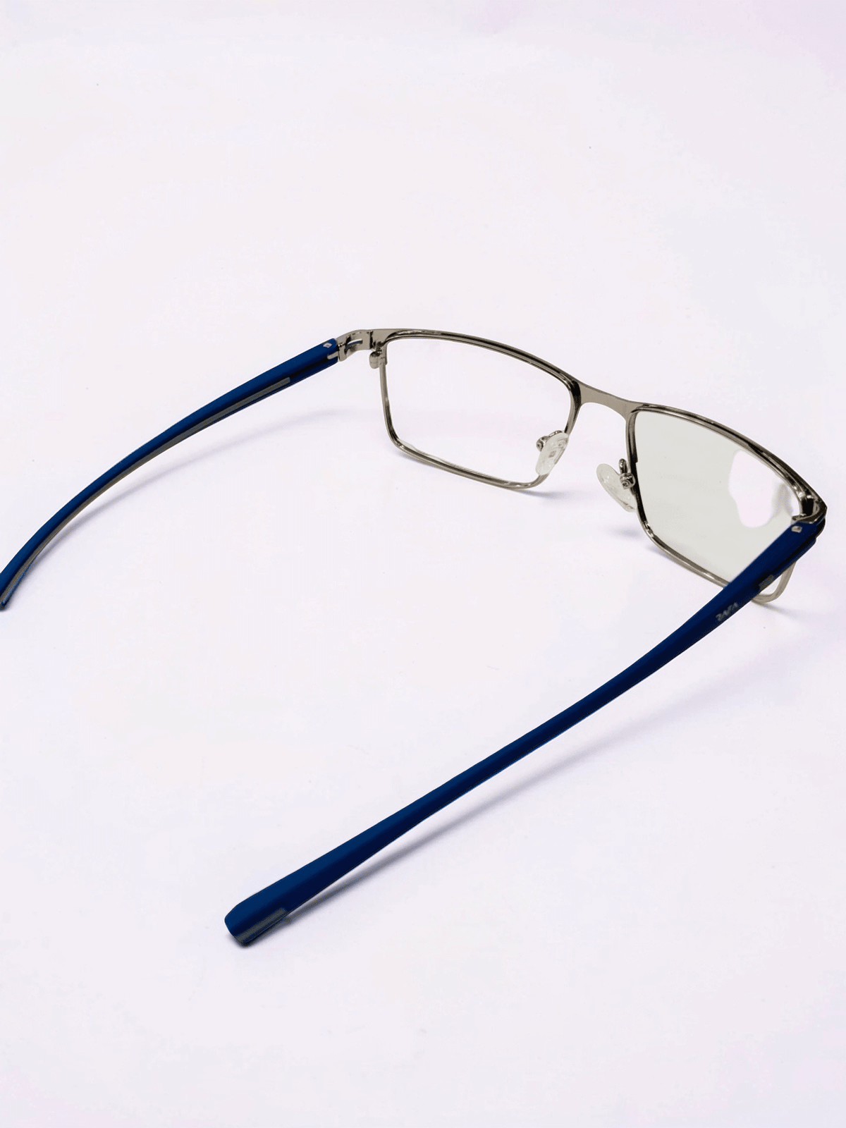 Navy Blue Silver Rectangle Optical Frame - Glow Opticals
